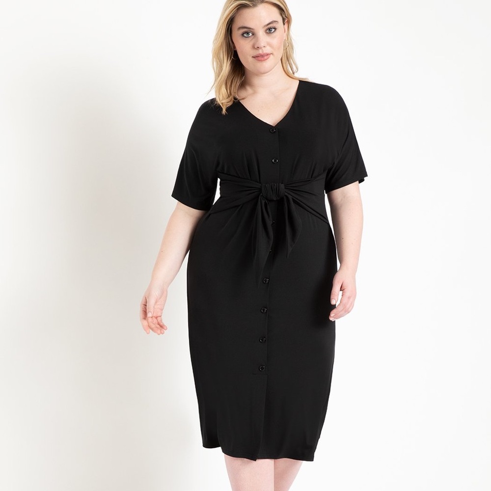 Eloquii Tie Waist Button Front Dress